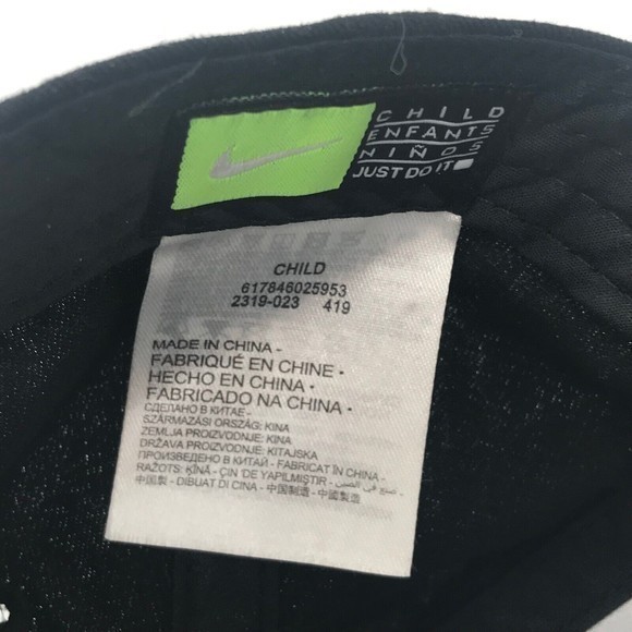 NIKE Swoosh Black Baseball Cap Just Do‎ It Hook & Loop Running Child Infant Hat - Picture 6 of 6